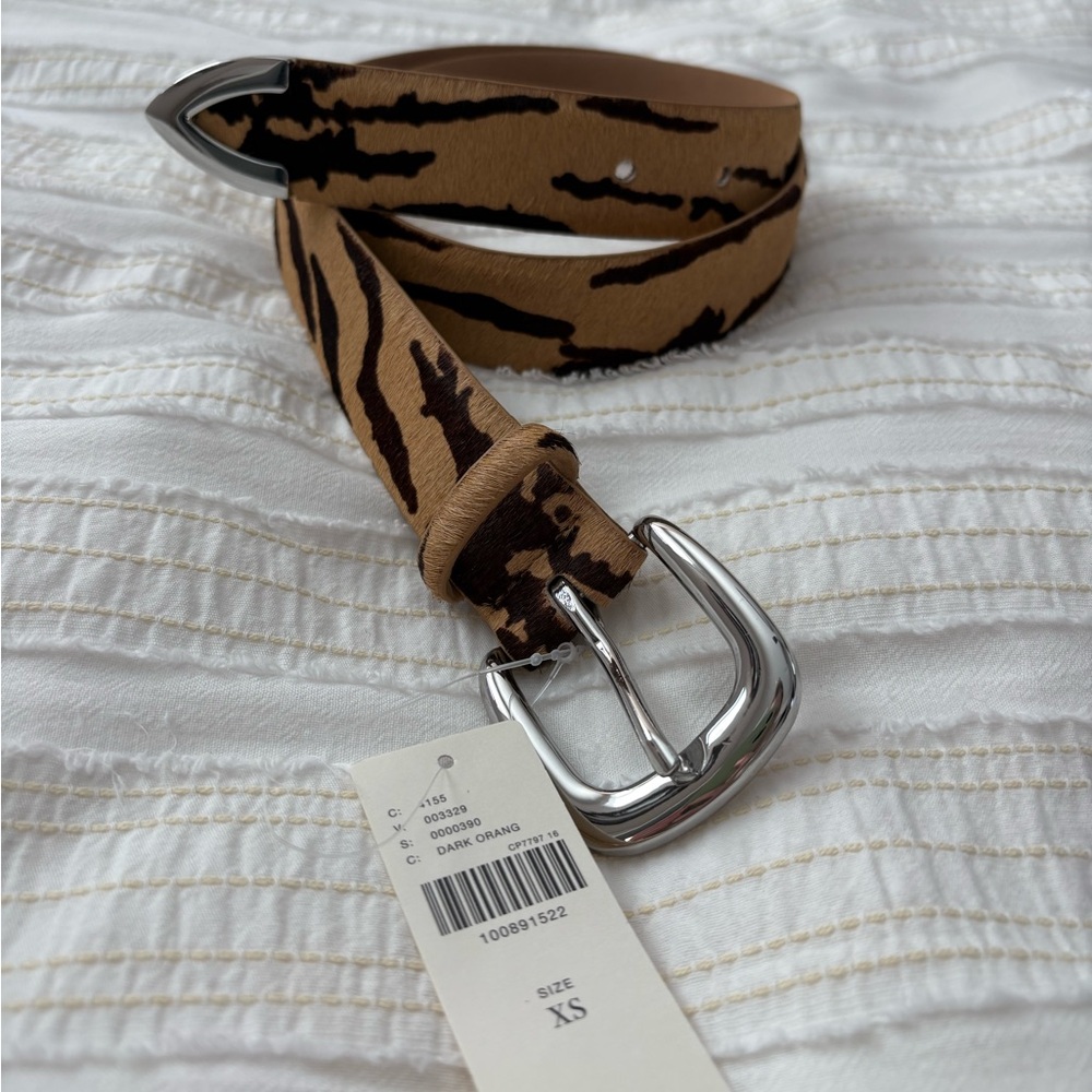 Anthropologie Tan and Brown Animal Print Belt